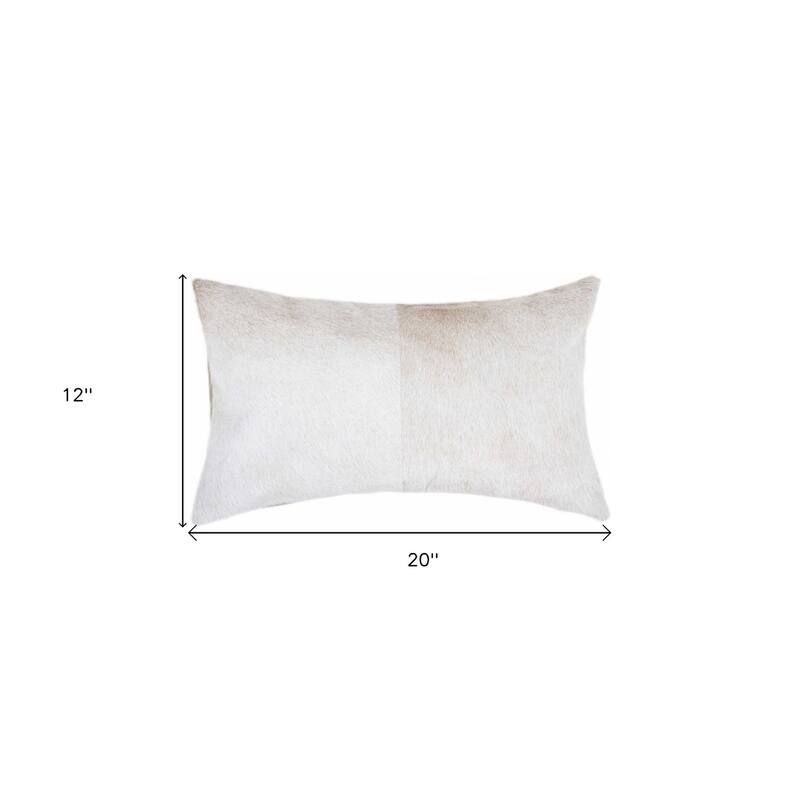 HomeRoots 12" X 20" Natural Cowhide Lumbar Throw Pillow - 12 x 20
