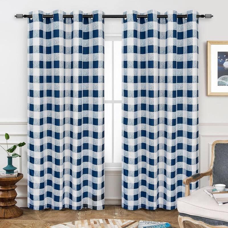 Porch & Den Alfalfa Plaid Pattern Room-darkening Window Curtains