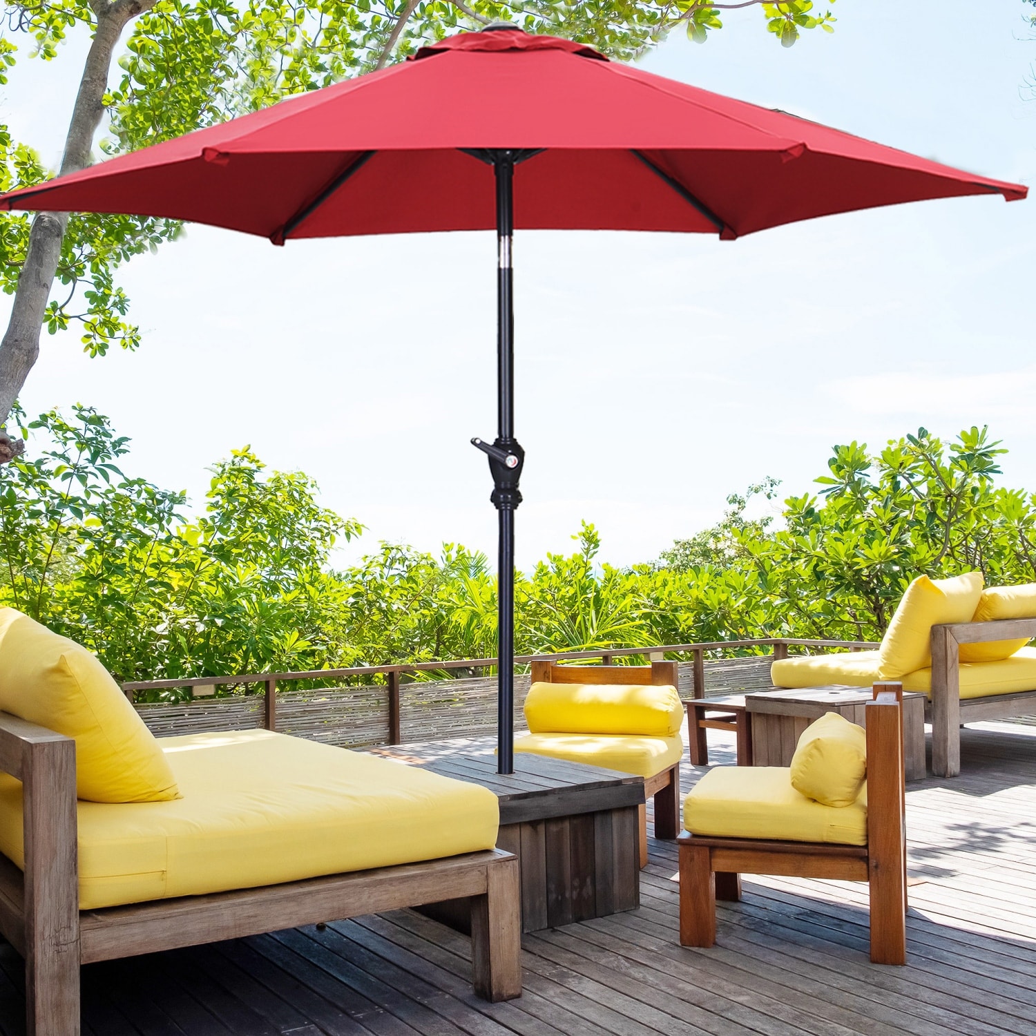 7.5 ft patio umbrella with crank multi color Umbrella, Yard Umbrella, Outdoor Market Push Button Tilt (Light Blue) inch umbrella bases (sold separately) Maypex 7.5 ft. Steel Crank