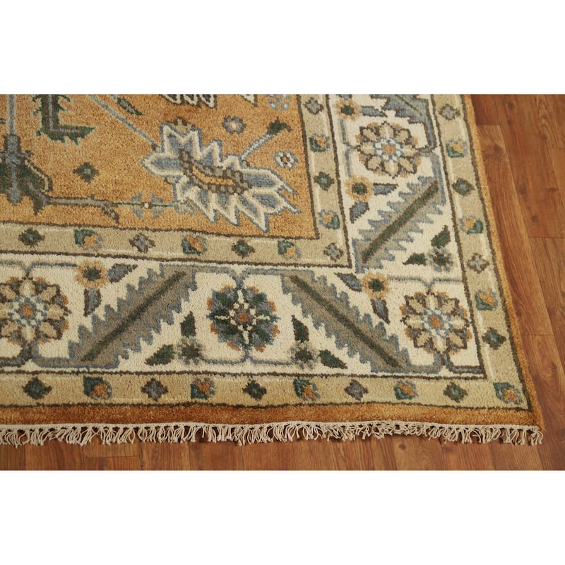 Orange Rust Heriz Serapi Indian Area Rug Handmade Wool Carpet - 7'10" x 10'0"