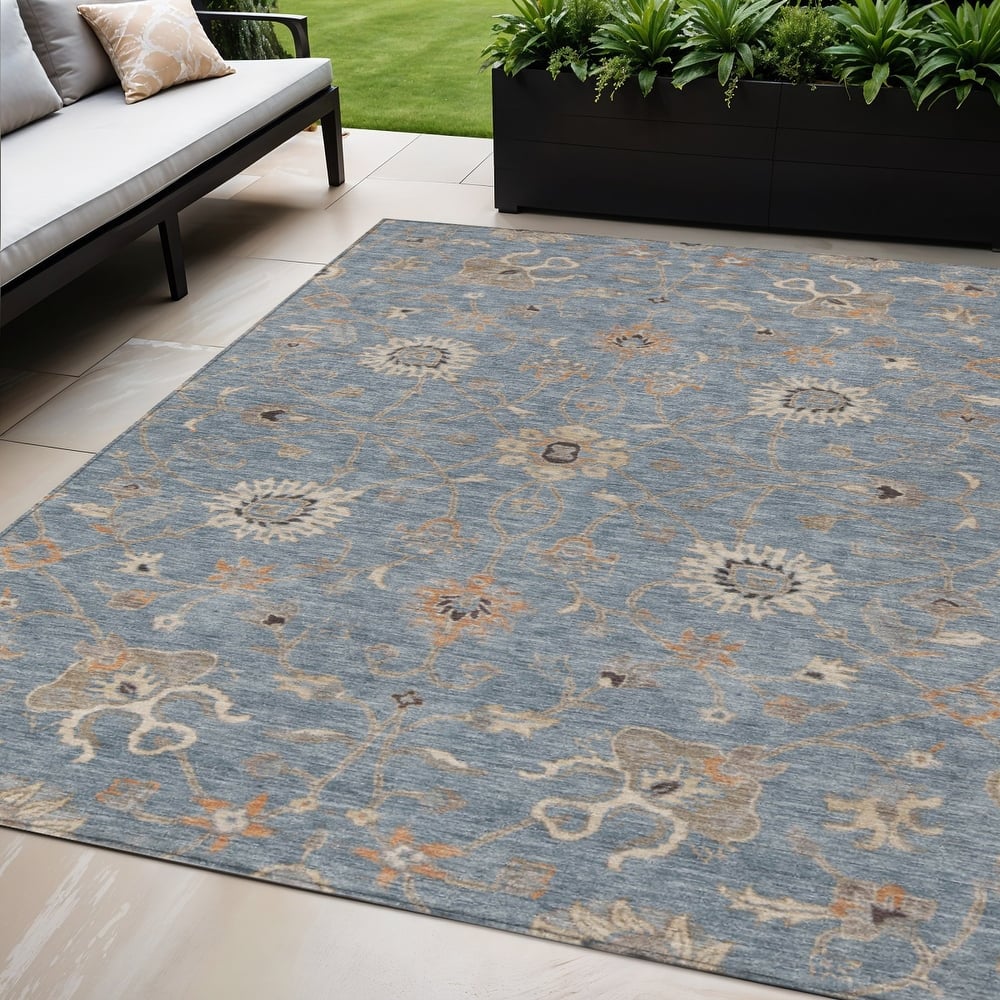 HomeRoots Floral Traditional Rectangle Outdoor Rug