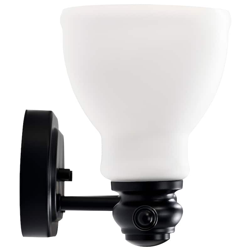 Russel 3 Light Vanity Matte Black with Satin White Glass - Matte Black
