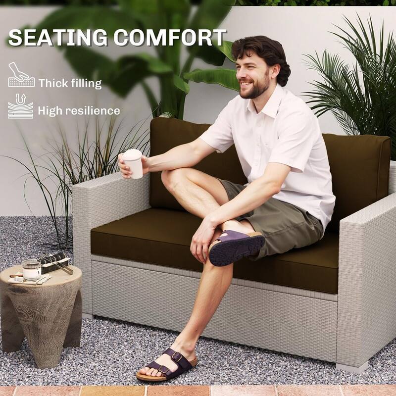 Outdoor Loveseat Cushion Set (Set of 1 Seats,48x24in, 2 Backs,24x18in )