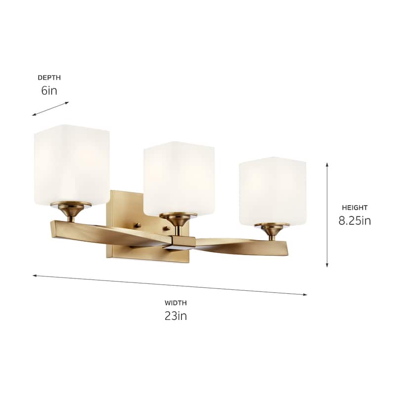 Kichler Lighting Marette 23 in. 3-Light Champagne Bronze Vanity Light with Satin Etched Cased Opal Glass