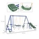 preview thumbnail 2 of 6, 616 lbs Swing Set, 5 in 1 Heavy-Duty A-Frame Stand Outdoor Playset - Blue