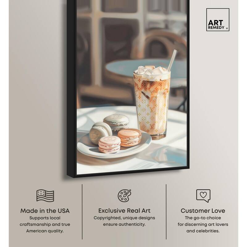 Glam Iced Coffee and Macarons Canvas by Art Remedy