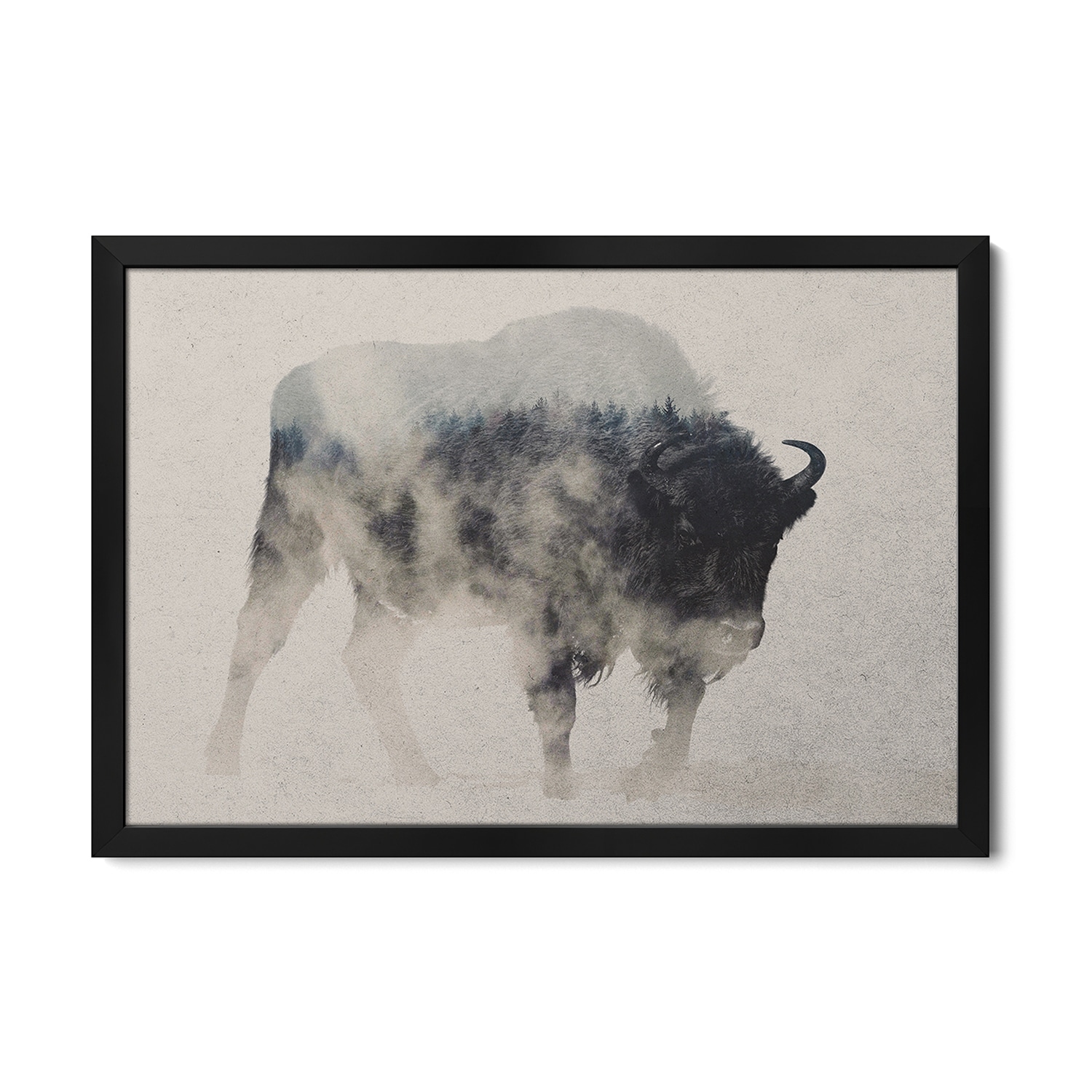 Bison In The Fog Premium Framed Poster by Andreas Lie