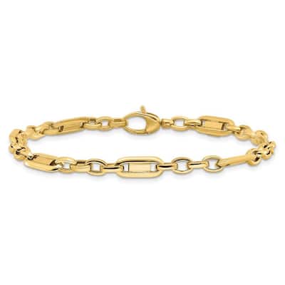 Curata 14k Yellow Gold Hollow Polished Fancy Link Bracelet 7.5 Inch