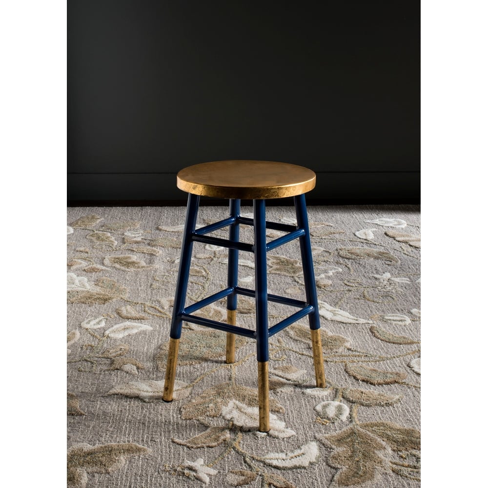 SAFAVIEH Celine 24-inch Navy/ Gold Counter Stool - 13.5" x 13.5" x 24" - 14Wx14Dx24H