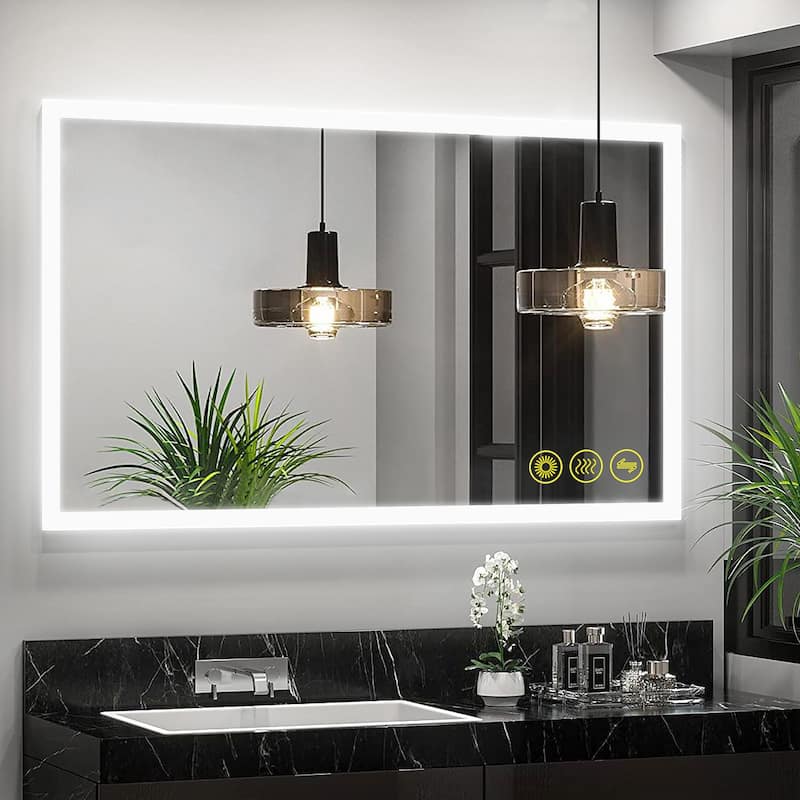 SmartGlow 36x48" Rectangular Dimmable LED Frameless Anti-Fog Bathroom Vanity Mirror - Clear