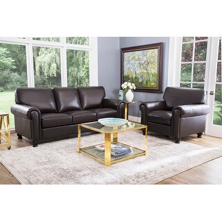 London Premium Italian Leather Sofa and Armchair