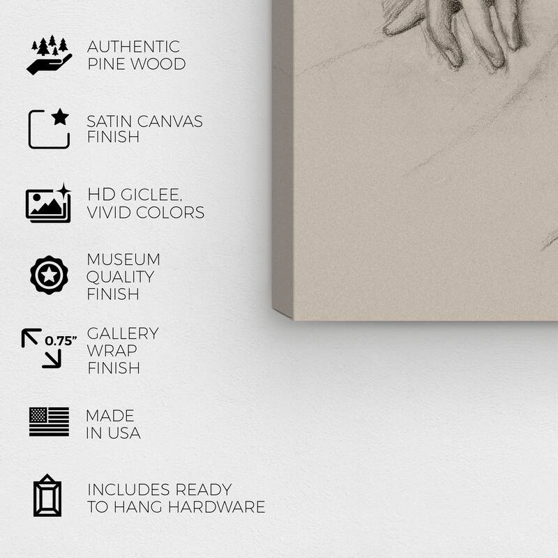 Wynwood Studio Canvas Classic Studies for a Hand in The Godhead Fires Gray and Dark Gray Traditional Wall Art Canvas Print