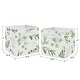 preview thumbnail 3 of 2, Floral Leaf Collection Foldable Fabric Storage Bins - Green and White Boho Watercolor Botanical Woodland Tropical Garden