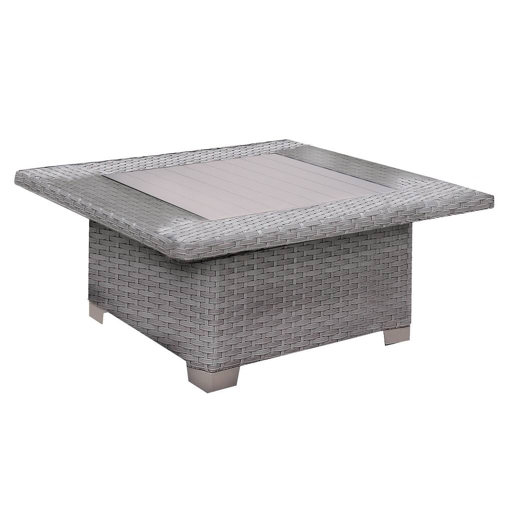 Contemporary Square Coffee Table with Glass Top, Gray