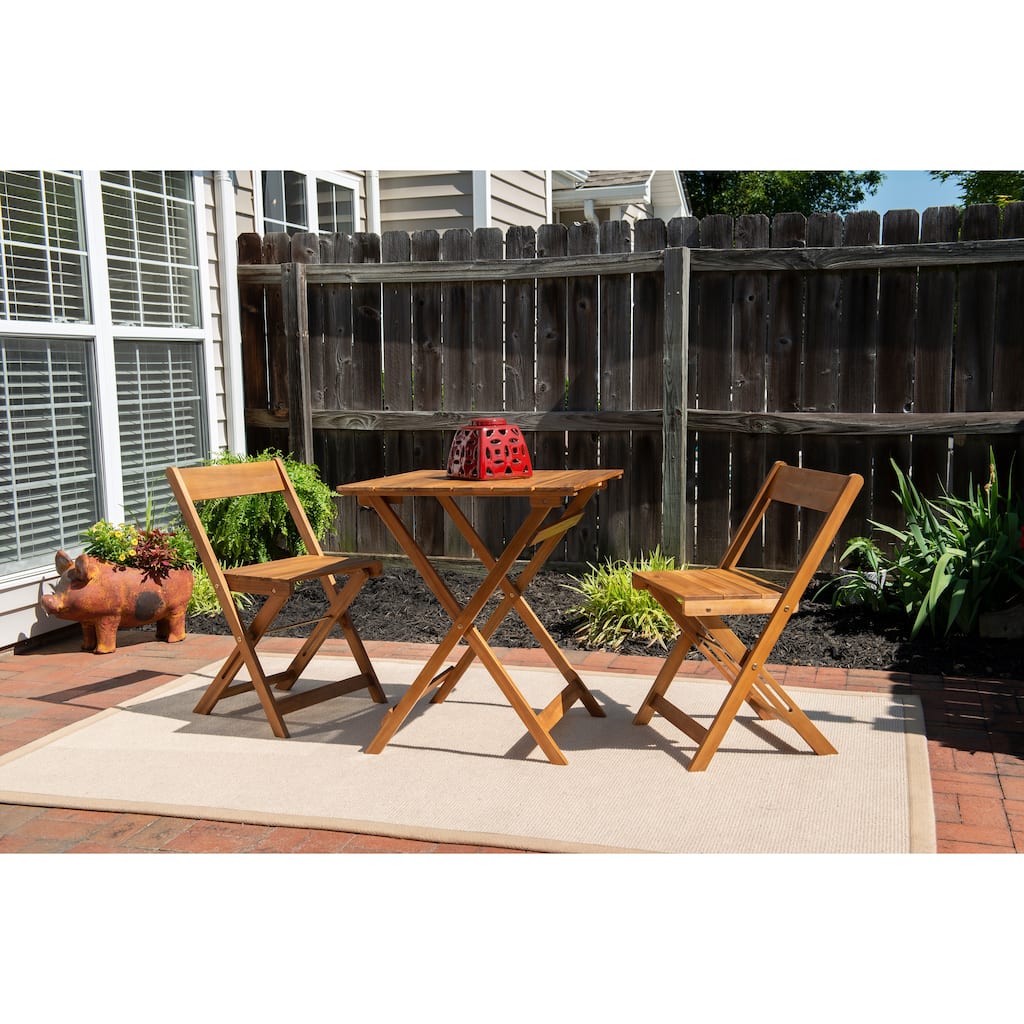 Linon Seacrest Brown Three Piece Square Table Set