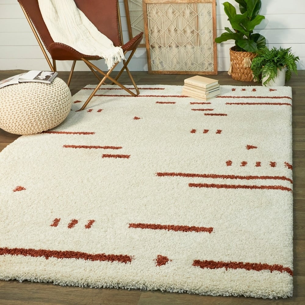 Dalmas Southwestern Stripe Shag Area Rug