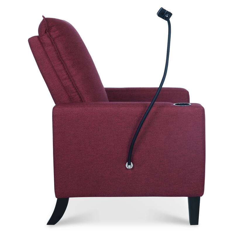 Polyester Recliner Chair with Phone Holder and Cup Holder, 3-Position Recline, 220lb Capacity