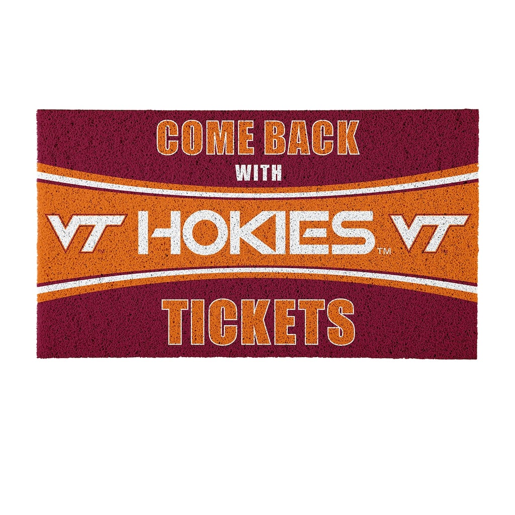 Virginia Tech 28 in. x 16 in. PVC "Come Back With Tickets" Trapper Door Mat