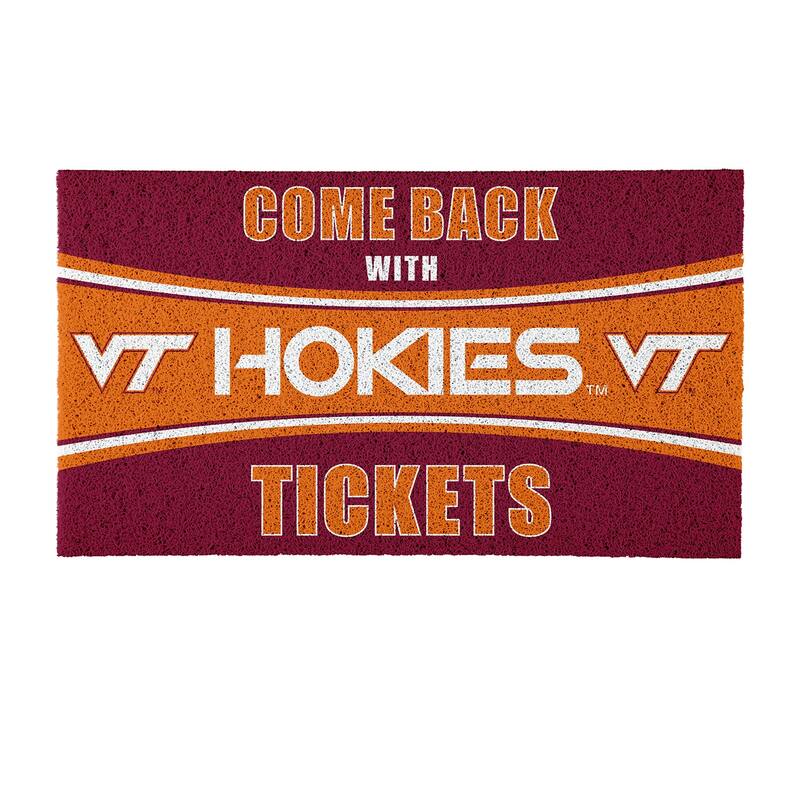 Virginia Tech 28 in. x 16 in. PVC "Come Back With Tickets" Trapper Door Mat