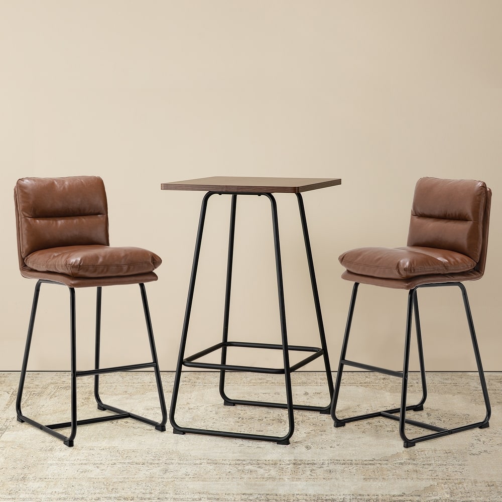 Glitzhome Industrial Modern Set of 3 Pub Table Set with 41"H Square Bar Table and Stools
