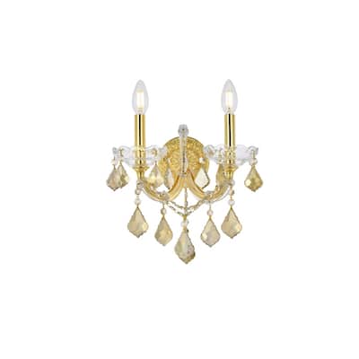Fleur Illumination Collection Wall Sconce D:12in H:16in E:8.5in Lt:2 Gold Finish