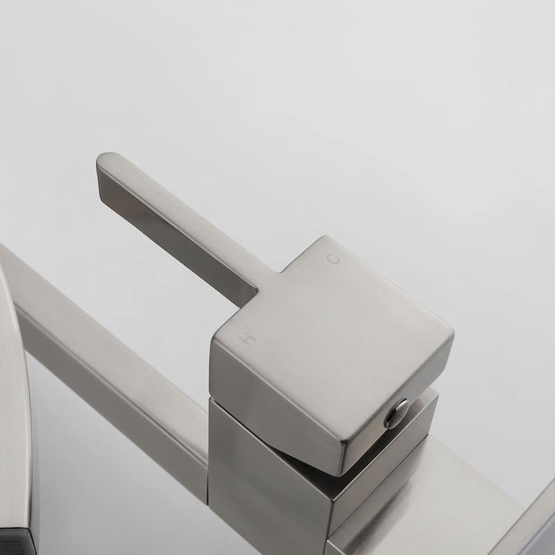 Single Handle High-Arc Brushed Nickel Copper Bathroom Faucet with Deck Plate