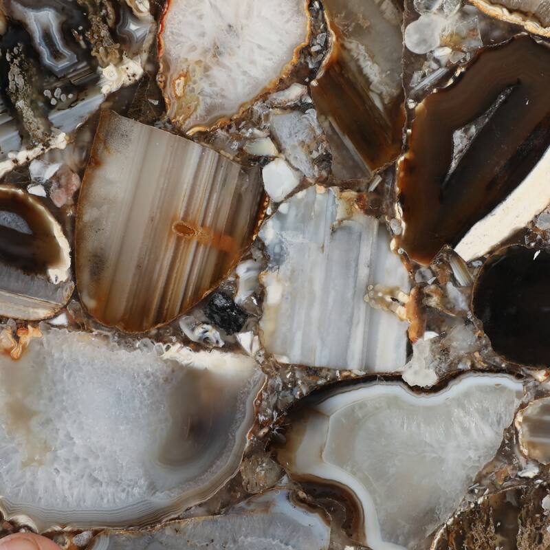 Modern Accent Table with Iron Base and Stone Top - 24", Gold & Black - 24.0"