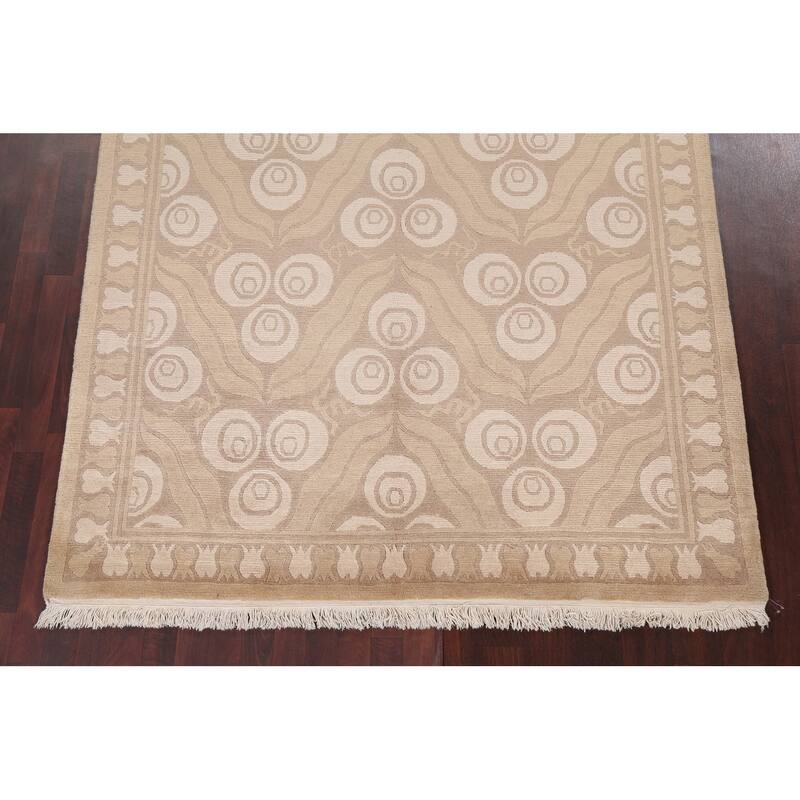 Vegetable Dye Nepalese Abstract Oriental Area Rug Handmade Wool Carpet - 6'3" x 9'4"