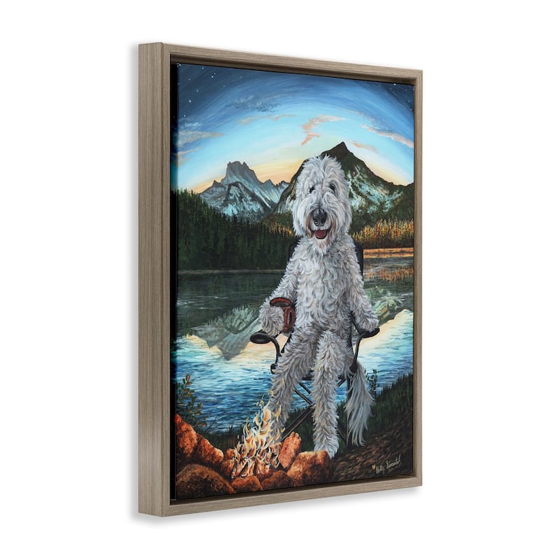 Stupell Dog by Campfire Landscape Framed Floater Canvas Wall Art Design by Holly Simental