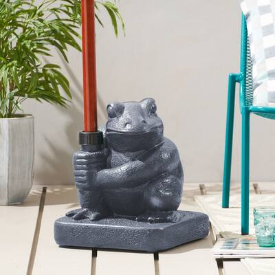 Roomfitters Frog Umbrella Base, Whimsical Outdoor Umbrella Stand with Playful Frog Design, Durable and Decorative, Gray