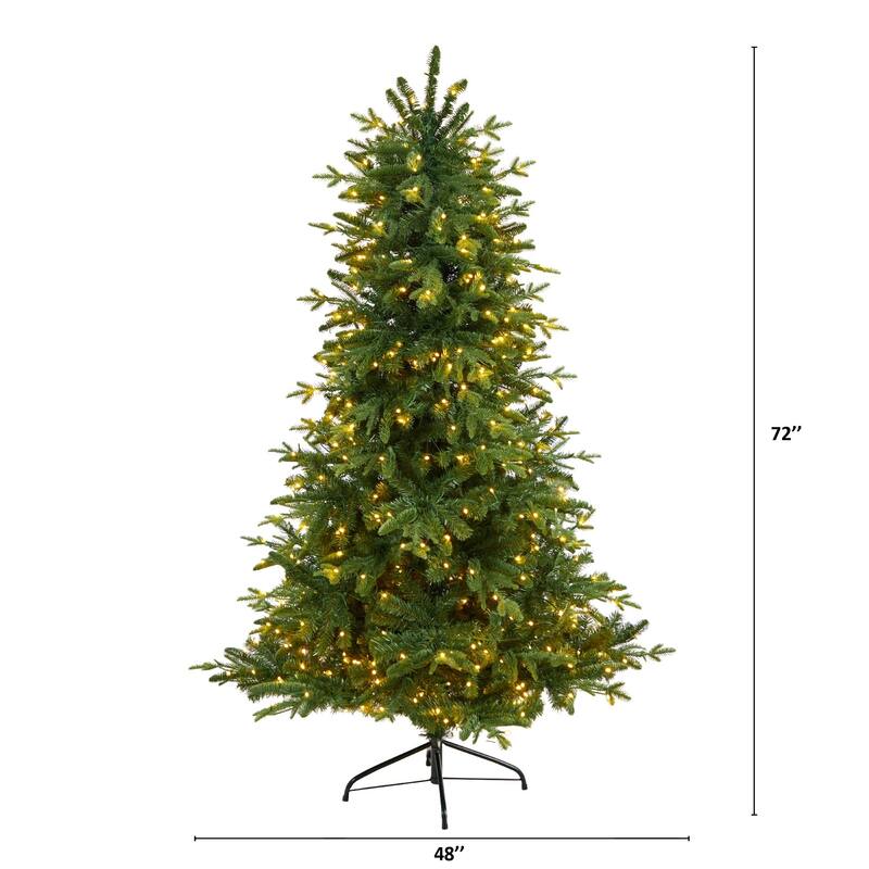 6' Pre-Lit Montreal Spruce Artificial Christmas Tree, Warm White LED Lights - 6 Foot
