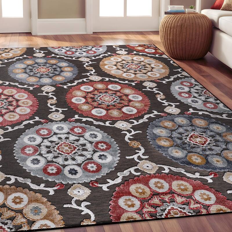 Beverly Rug Equator Medallion Bohemian Indoor Outdoor Area Rug
