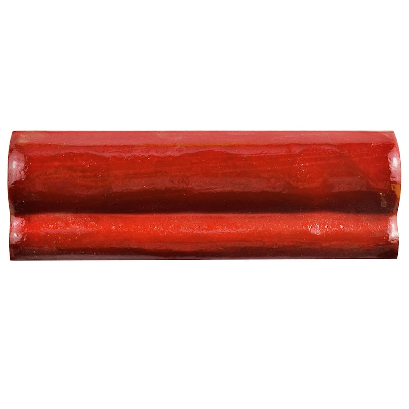 Merola Tile Antic Special Moldura Red Moon 2" x 6" Ceramic Wall Trim - (1 Tile)