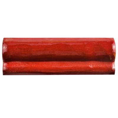 Merola Tile Antic Special Moldura Red Moon 2" x 6" Ceramic Wall Trim - (1 Tile)