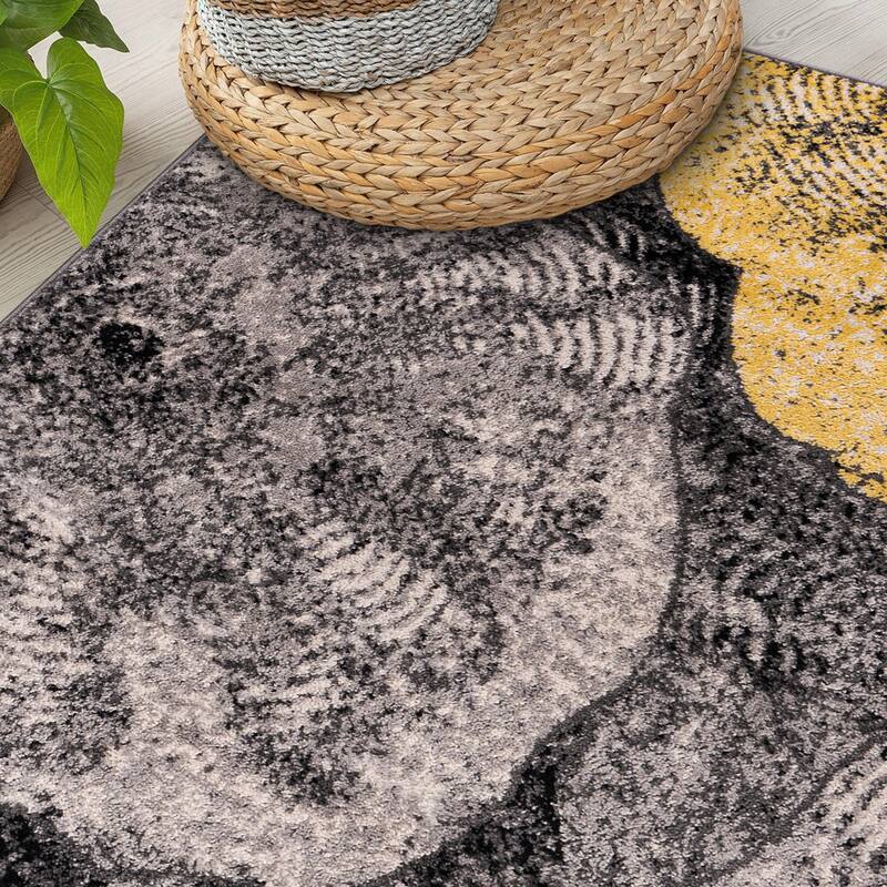 World Rug Gallery Contemporary Floral Design Black Area Rug