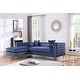 preview thumbnail 1 of 9, Chic Home Monet Velvet Silver Right Facing Sectional Sofa, Navy