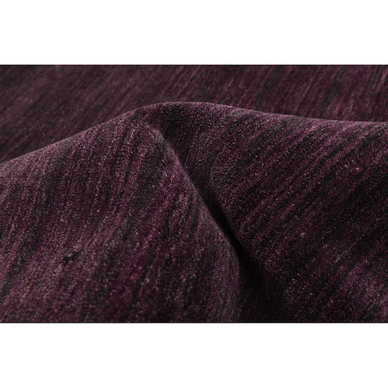 ECARPETGALLERY Hand Loomed Indo Gabbeh Dark Purple Wool Rug - 5'7 x 7'10