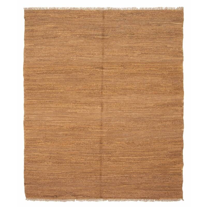ECARPETGALLERY Flat-Weave Natural Chocolate Wool Tapestry Kilim - 5'7 x 6'9 - Chocolate - 5'7 x 6'9
