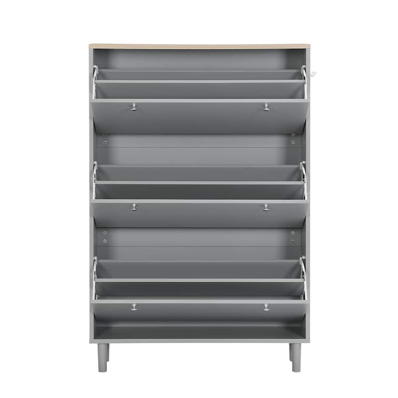 Narrow Design Shoe Cabinet with 3 Flip Drawers