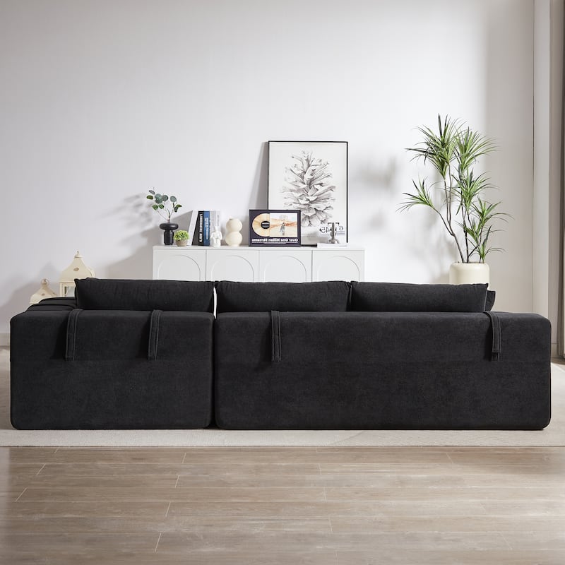 Roomfitters 108" Chenille Modular Sectional Sofa, L-Shaped 3-4 Seater with 6 Pillows, Right Chaise