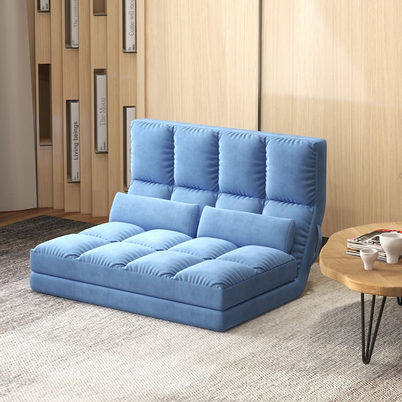 Blue 40.3" Folding Loveseat Chaise Lounge Chair
