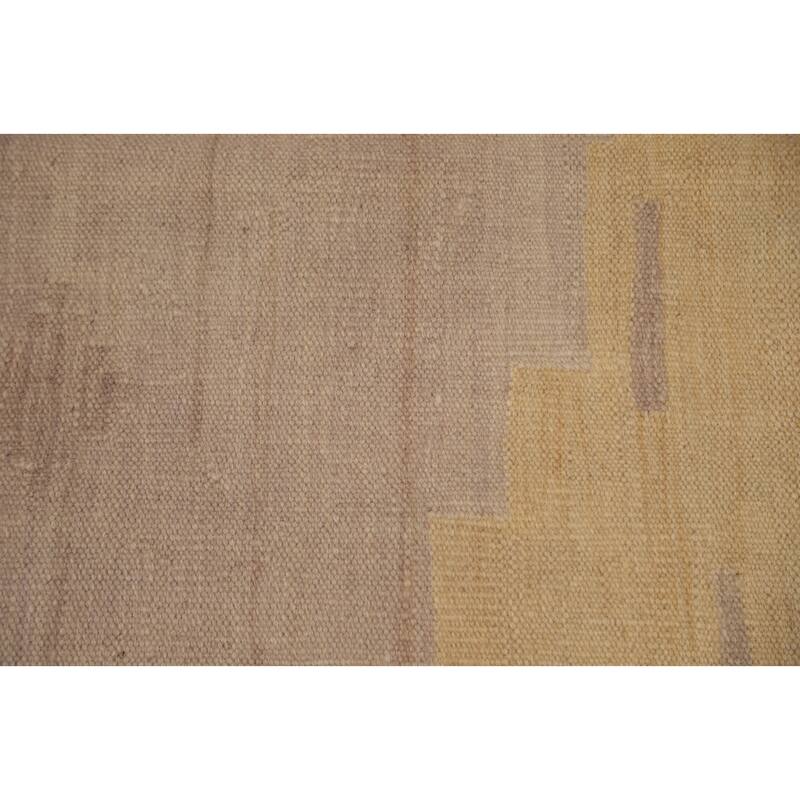 Hand Woven Oriental 100% Wool Carpet Southwestern Tribal Yellow & Gold Kilim Area Rug - 8' 10'' X 6' 4''