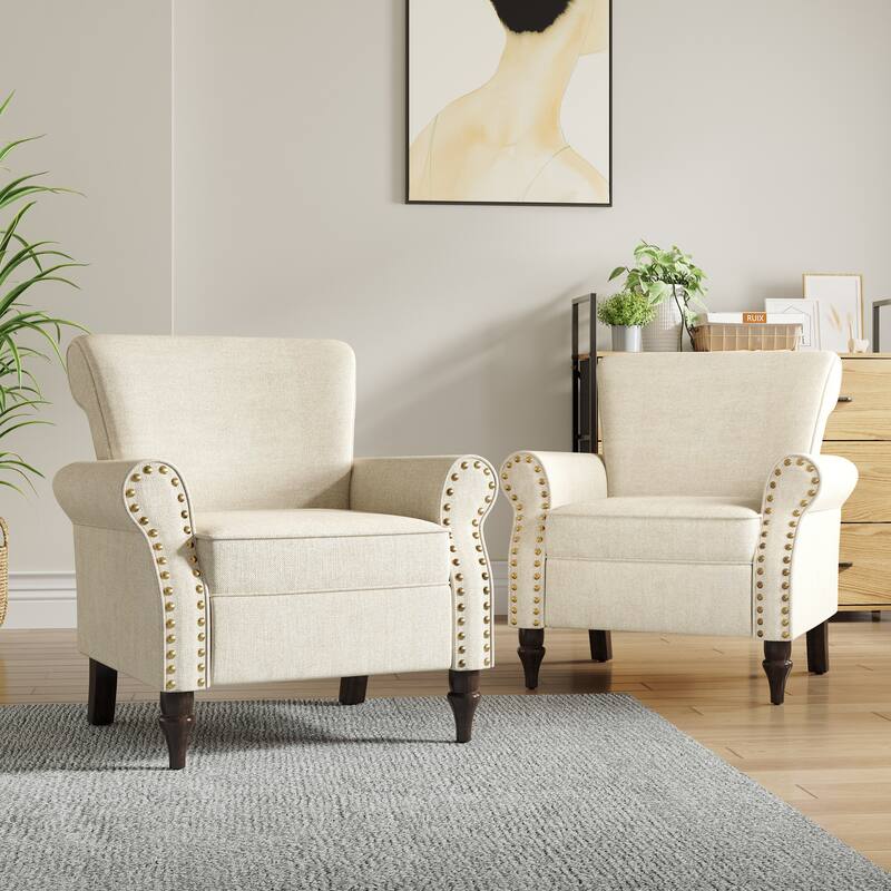 Living Room Armchair with Nailhead Trim - 29.9"W x 29.9"H x 32.9"D