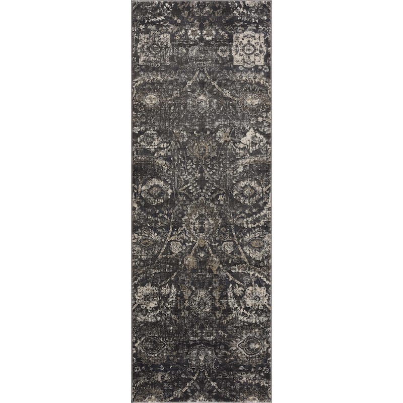 Hauteloom Erbacon Living Room, Bedroom Area Rug - Beige, Black, Charcoal - 2' x 2'11"