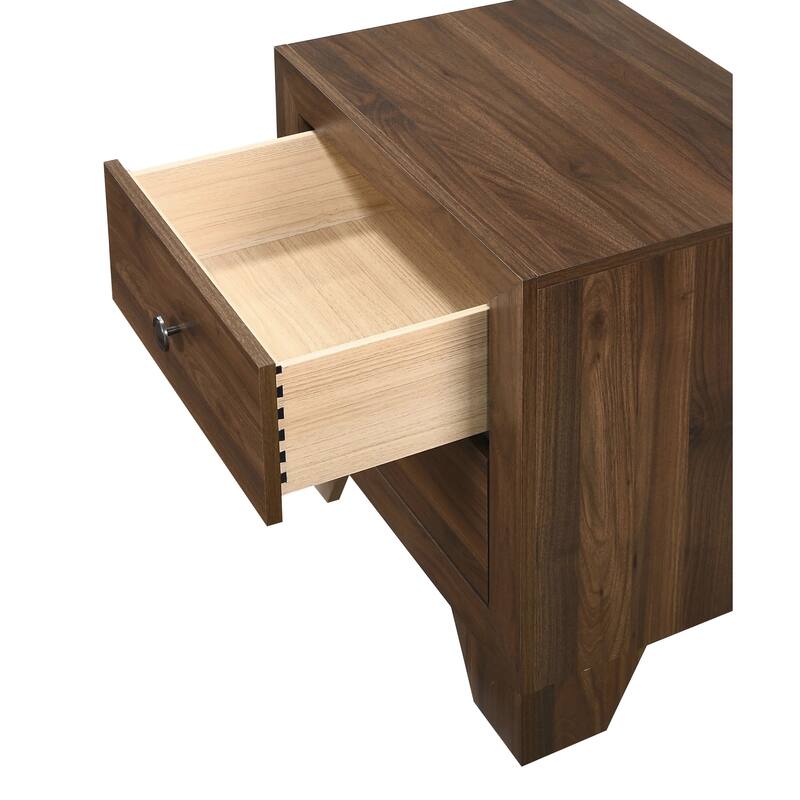 Transitional Brown Cherry Nightstand with Two Drawers