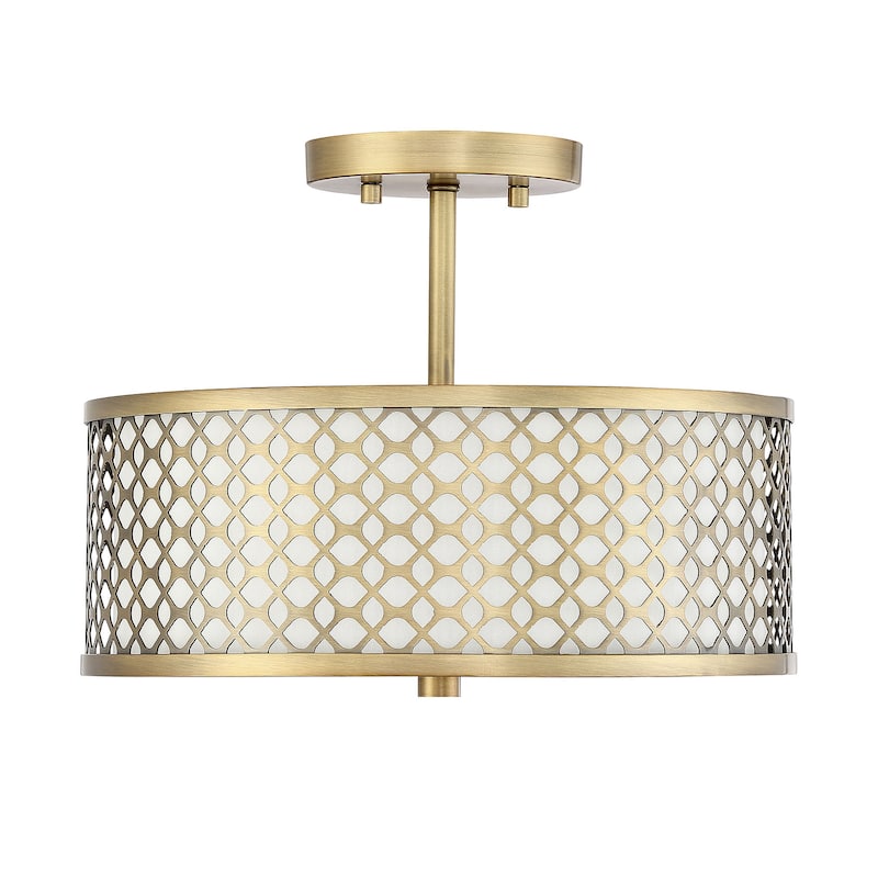 Trade Winds Hutchins Semi-Flush Mount Drum Ceiling Light - Natural Brass
