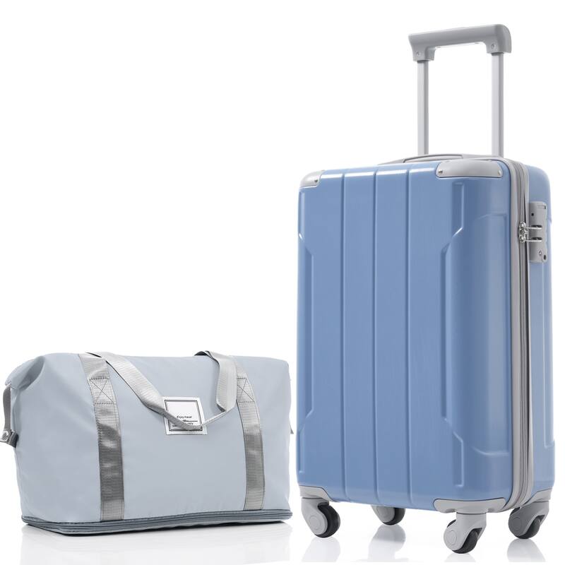 Anmytek 3 Piece Luggage Set Light Blue Hardshell Carry On with TSA Lock and Duffle Bag
