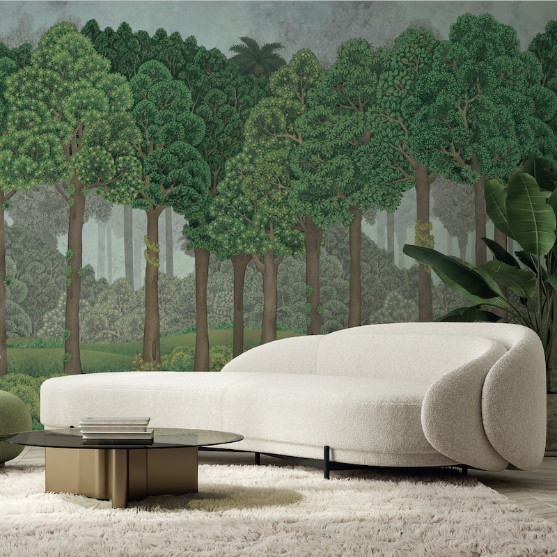 Serene Greenery and Blooming Trees Wallpaper Mural