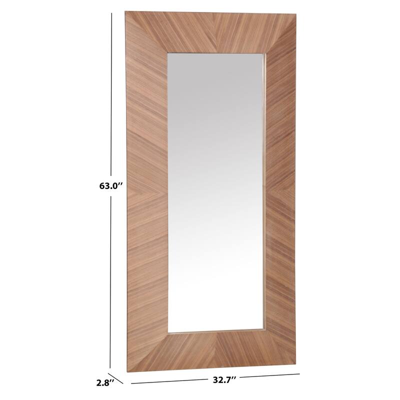 SAFAVIEH Couture Lacarlo Walnut 63-inch Large Vertical Rectangle Wood Mirror - 32.7"W x 2.8"D x 63"H