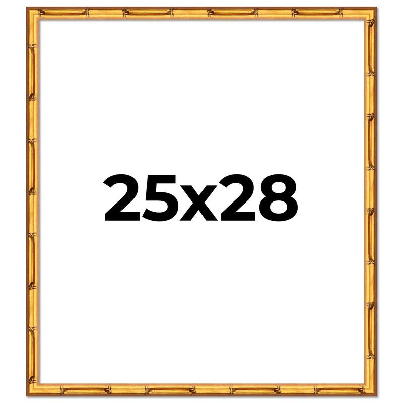 25x28 Frame Gold Bamboo Picture Frame Modern Photo Frame Includes UV Acrylic Shatter Guard Front Acid Free Foam Backing Board